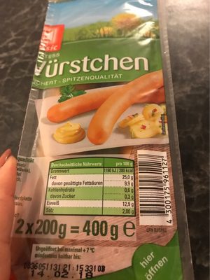 Wiener Würstchen , Schwein front packaging