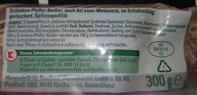 Schinken-Pfeffer ingredients label