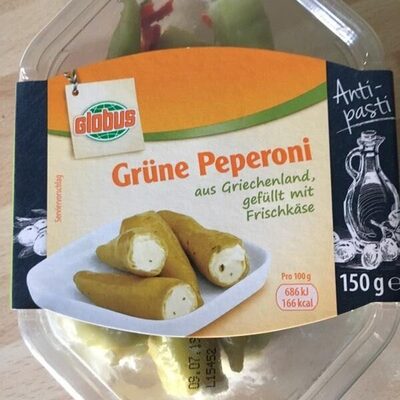 Grüne Peperoni gefüllt mit Frischkäsezubereitung