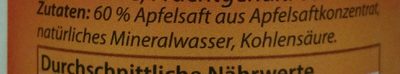 Apfelschorle ingredients label