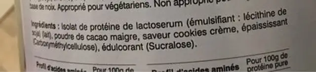 Isolate ingredients label