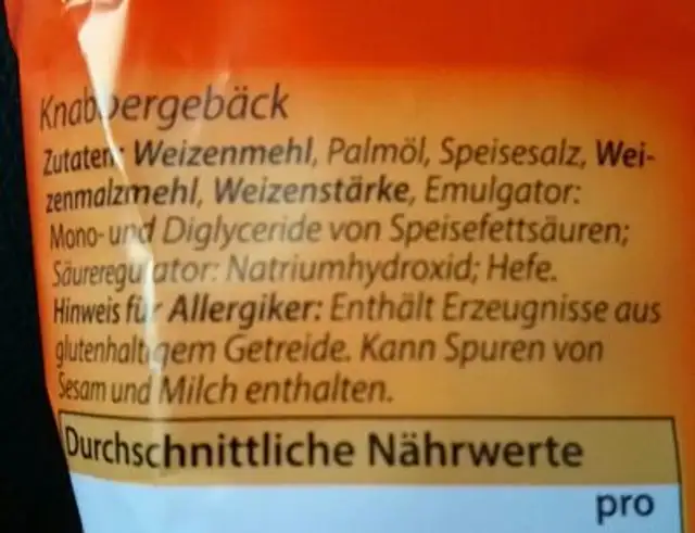Korrekt Salzbrezeln ingredients label