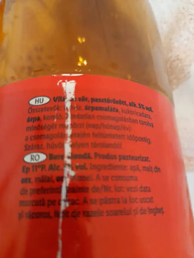 sör ingredients label