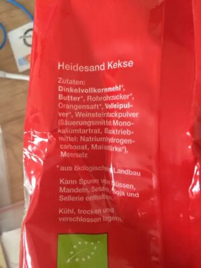 Hamburg heidesand ingredients label