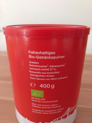 Hamburg Trink Kakao ingredients label