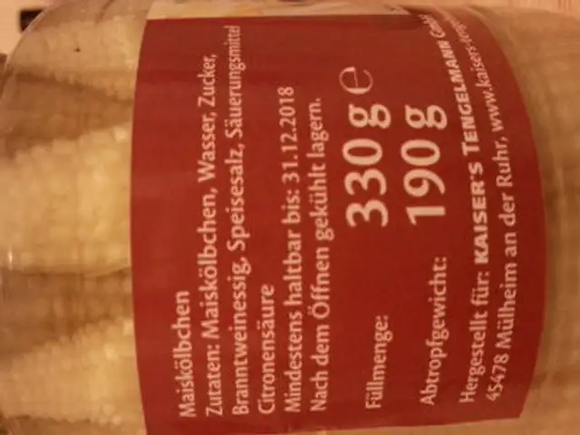 Maiskölbchen ingredients label