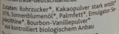 Zartbitter-Creme ingredients label