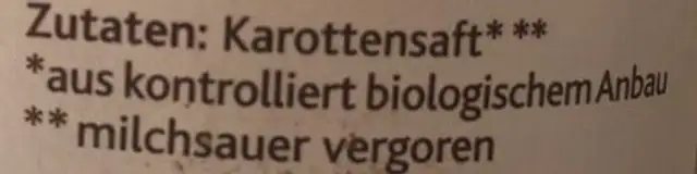 Enerbio Karottensaft ingredients label