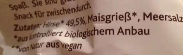 Boules avoines ingredients label