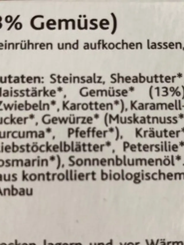 Enerbio Bio Gemüse brühwürfel ingredients label