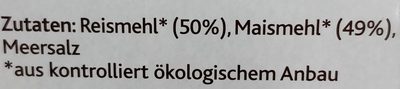 Knusperbrot Aus Reis & Mais Mit Meersalz ingredients label