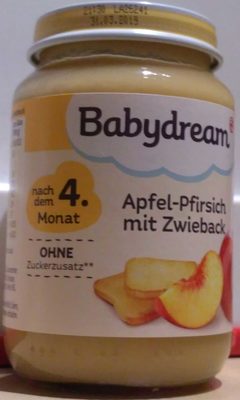 Apfel-Pfirsich mit Zwieback  ( Nach dem 4. Monat )