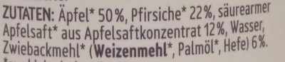 Apfel-Pfirsich mit Zwieback  ( Nach dem 4. Monat ) ingredients label