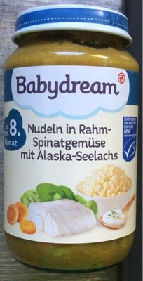 Nudeln in Rahm-Spinatgemüse mit Alaska-Seelachs front packaging