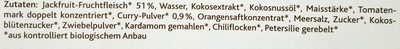 Jackfruit in Currysoße ingredients label