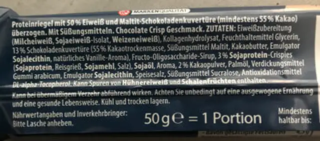 WellMix Sport ingredients label