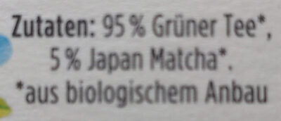 grüner Tee Matcha ingredients label