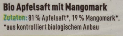 Apfel Mango Saft ingredients label