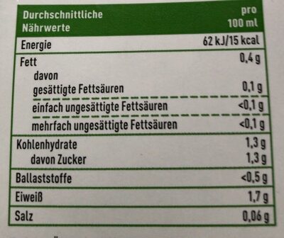 Kokos Drink Natur nutrition facts table