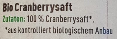 Ener bio cranberry Saft ingredients label