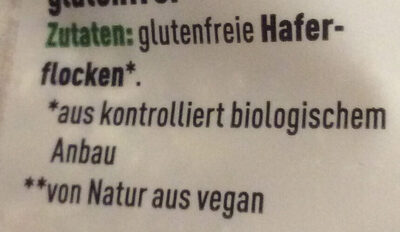 Einer Bio Glutenfreie Haferflocken ingredients label
