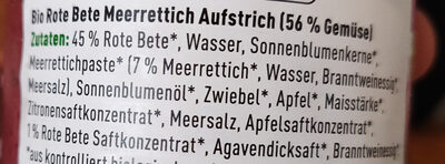 Rote Beete Meerrettich ingredients label