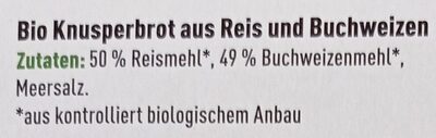 Knusper Brot ingredients label