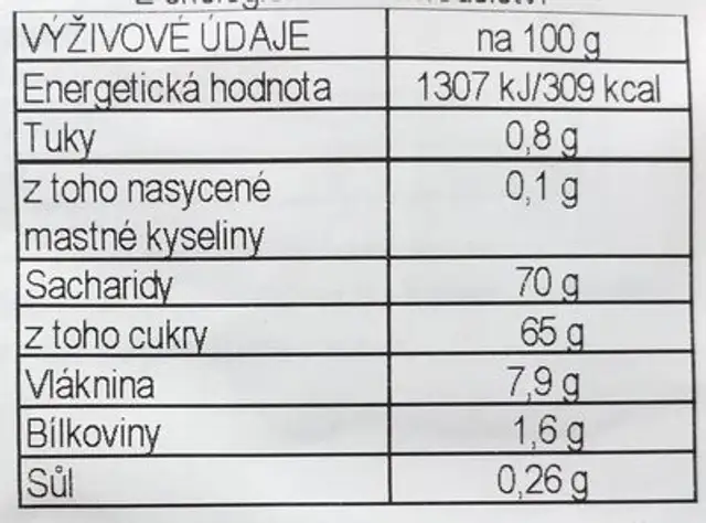Apfel Ringe nutrition facts table