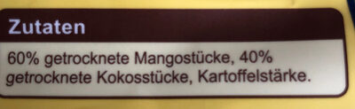 Kokos-Mango-Mix ingredients label