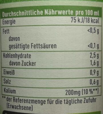 Stangensellerie Saft nutrition facts table