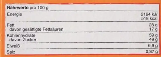 Salty Tortilla style nutrition facts table
