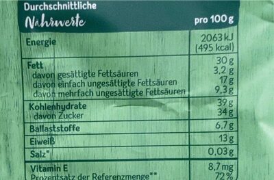 Studentenfutter nutrition facts table