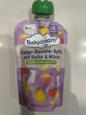 Mango Banane Apfel mit Hafer und Milch