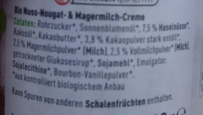 Duo Creme ingredients label