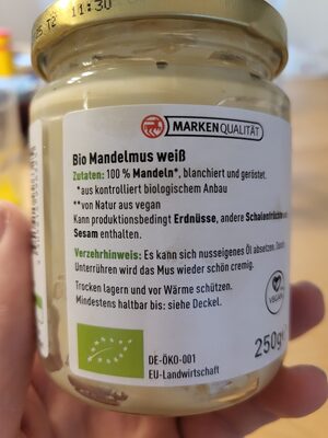 Mandelmus ingredients label
