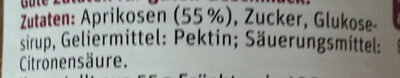 Konfitüre extra Aprikose ingredients label