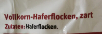 Vollkorn-Haferflocken zart ingredients label