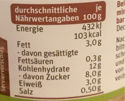 Meerrettich fein geraspelt nutrition facts table