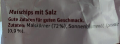 Tortillia Chips Natur ingredients label