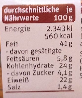 scharfer Nuss-Mix nutrition facts table