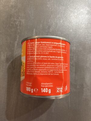 Mais - klein ingredients label