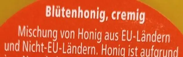 Blütenhonig cremig ingredients label