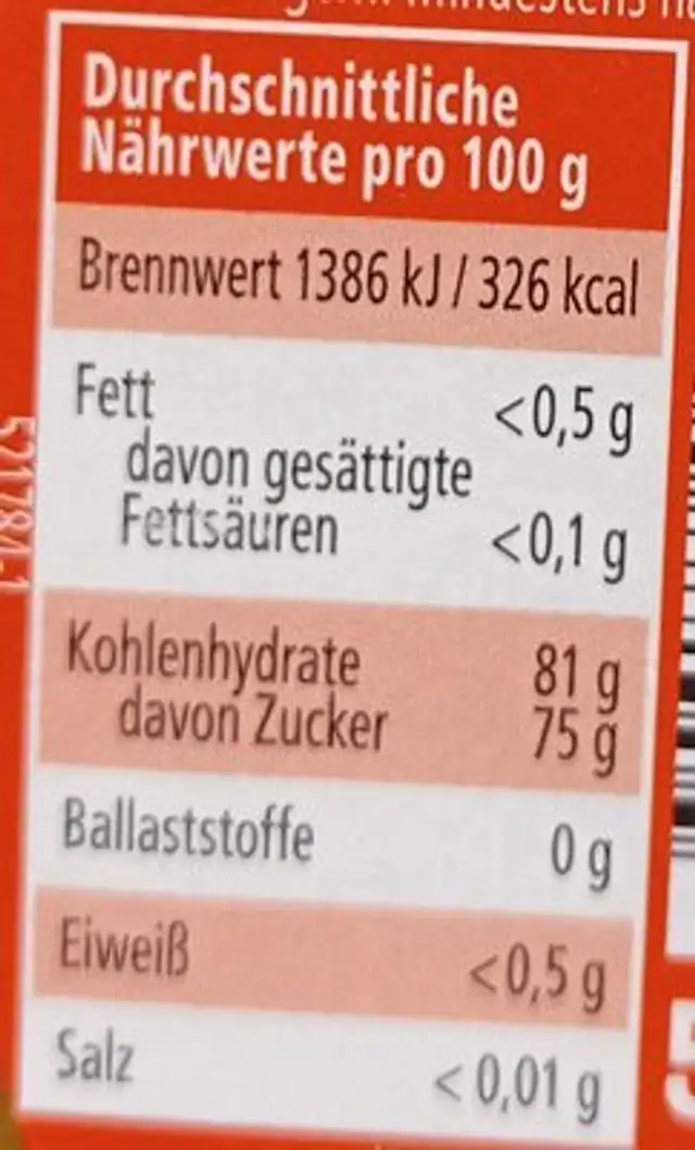 Blütenhonig cremig nutrition facts table