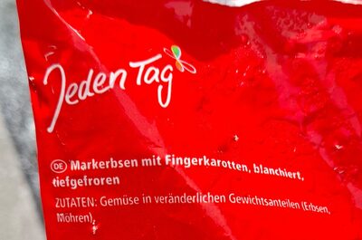 Erbsen U Möhren ingredients label