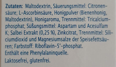 Heißer Honig ingredients label