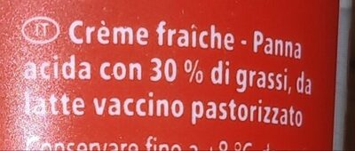 Creme Fraiche 30% ingredients label