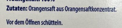 Orangensaft ingredients label