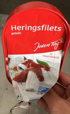 Heringsfilet, geteilt, in Tomatensauce front packaging