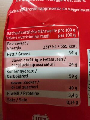 Waffelmischung nutrition facts table