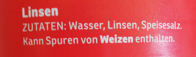 Linsen ingredients label